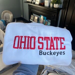 Embroidered Ohio State Buckeyes White Sweatshirt